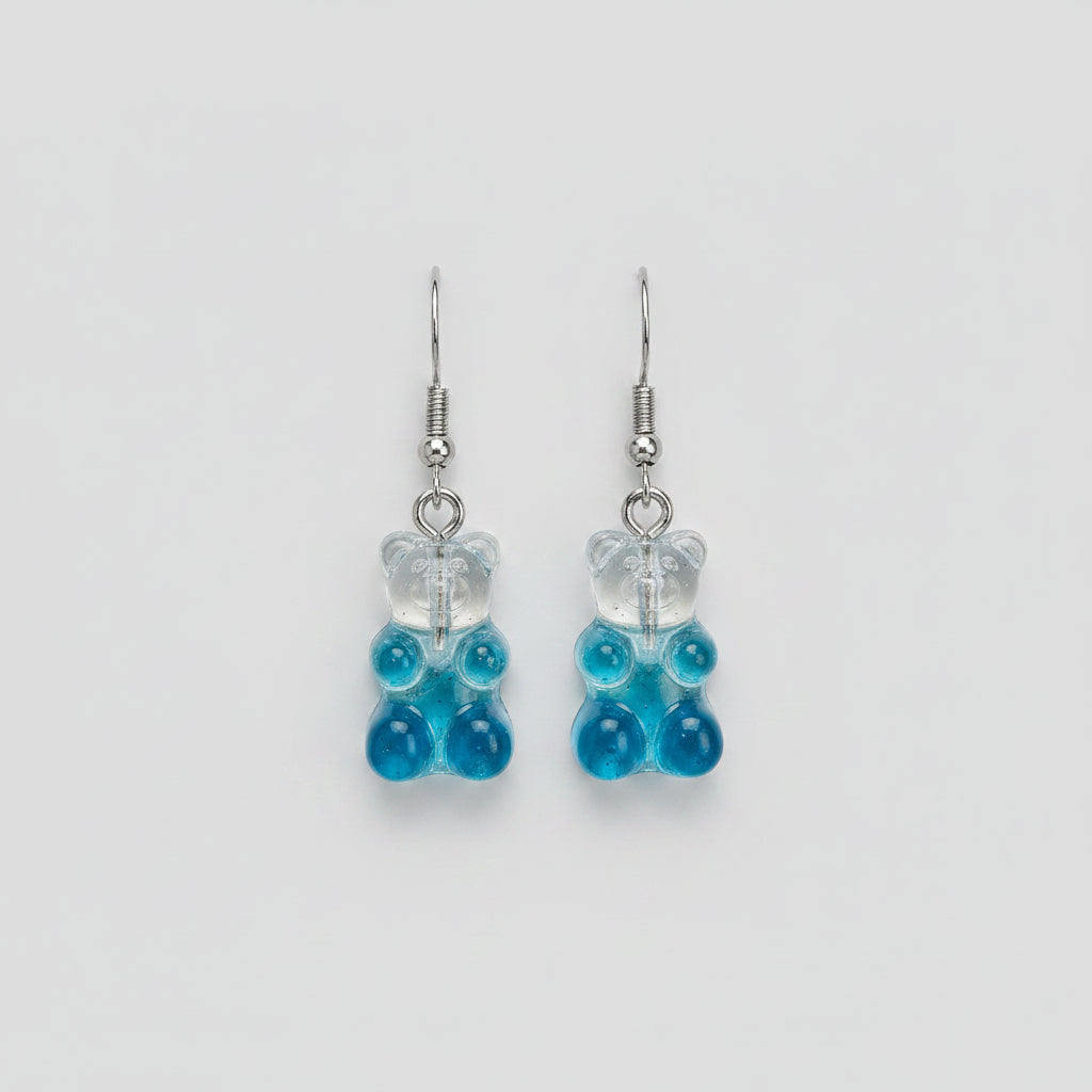 Oorbel gummibeer transparant-blauw transparant