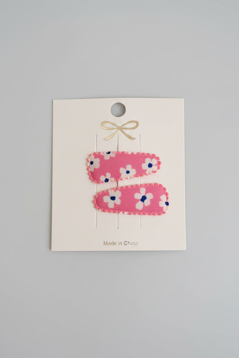 baby klikspeld roze met witte bloemen