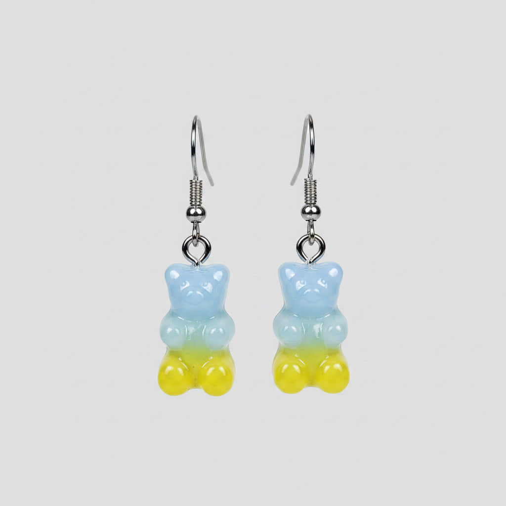 Oorbel gummibeer blauw-geel