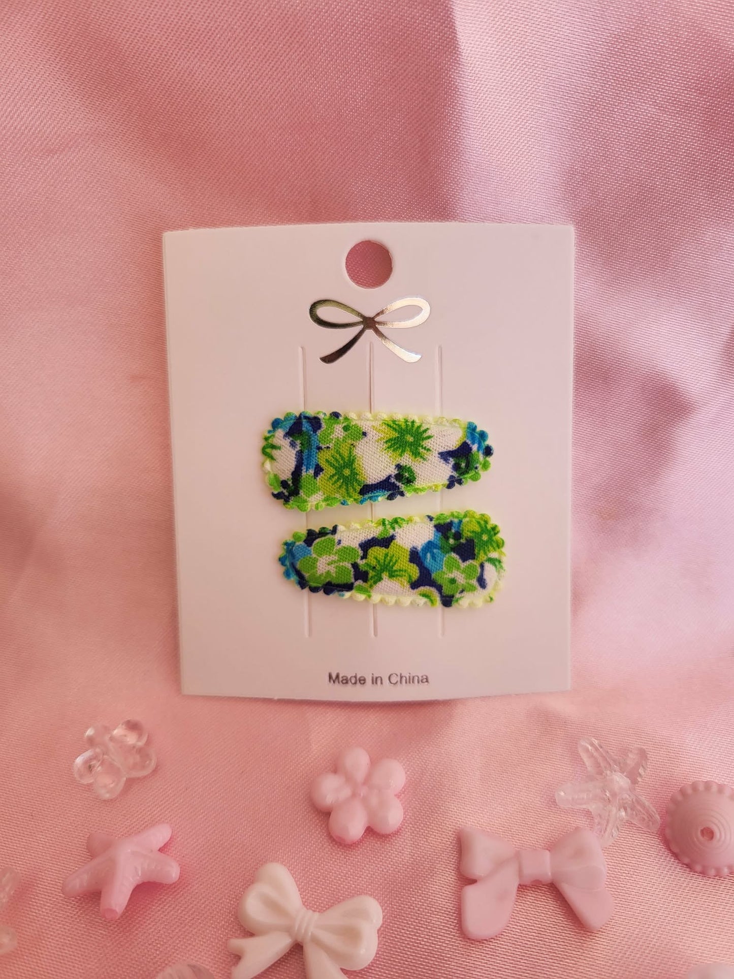 Baby klikspeld groene bloemen