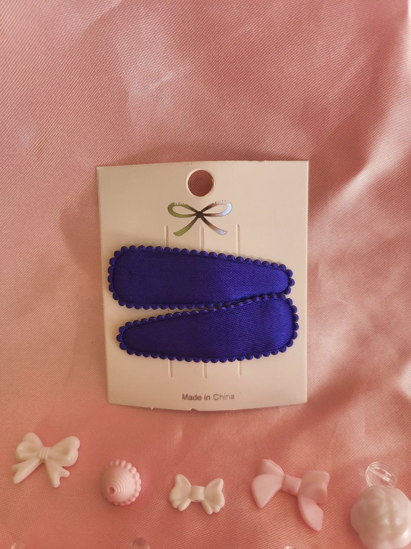 Kind klikspeld satijn donkerblauw