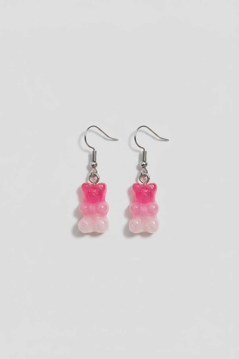 Oorbel hanger gummibeertje roze-lichtroze