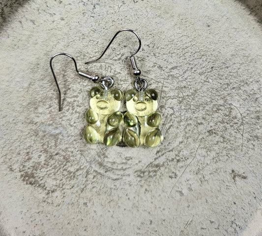 Oorbel gummibeertje transparant lichtgeel