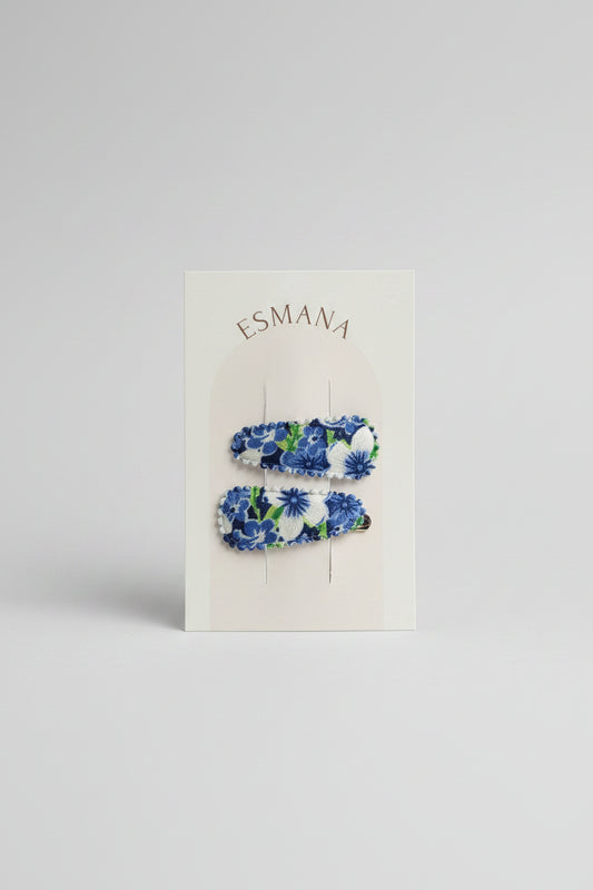 Baby klikspeld donkerblauwe bloemen