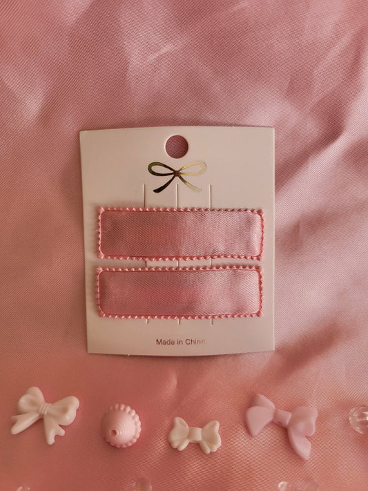 Kind klikspeld rechthoek satijn roze