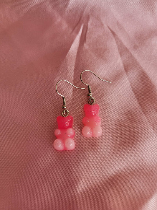 Oorbel hanger gummibeertje roze-lichtroze