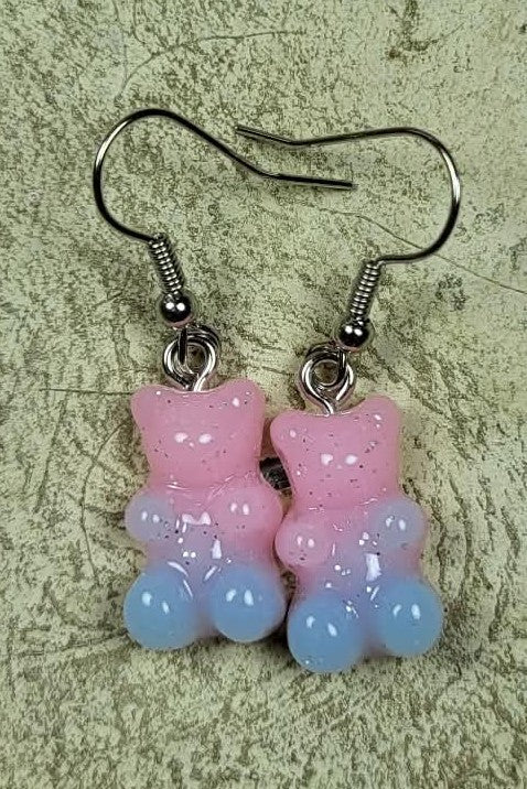 Oorbel gummibeer roze-blauw