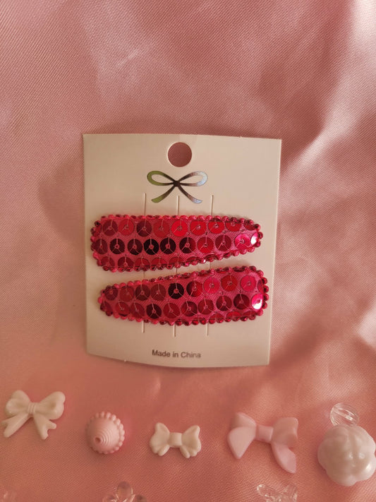 Kind klikspeld roze met roze pailletten