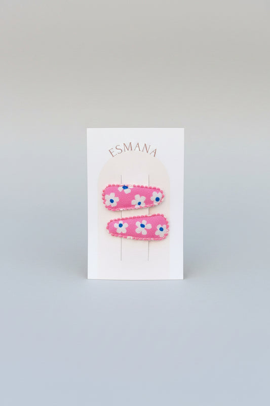 baby klikspeld roze met witte bloemen